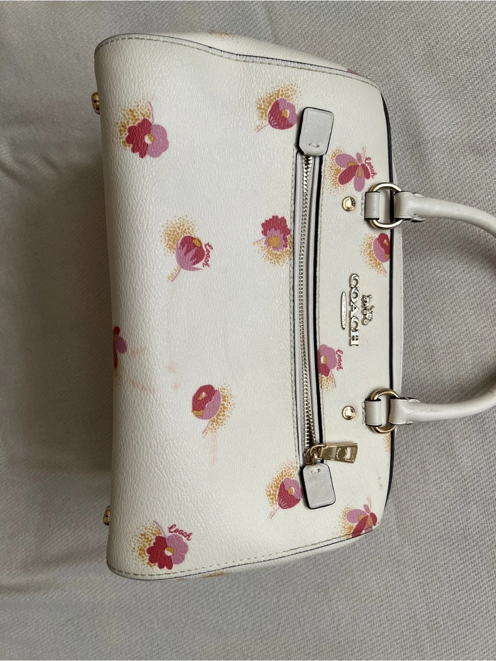 Coach Cream Floral Satchel